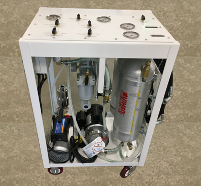 MANUAL HYDRAULIC SUSPENSION EVAC AND FILL CART