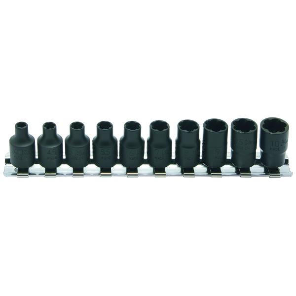 BOLT EXTRACTOR SET, 4MM - 10MM, 1/4" DRIVE