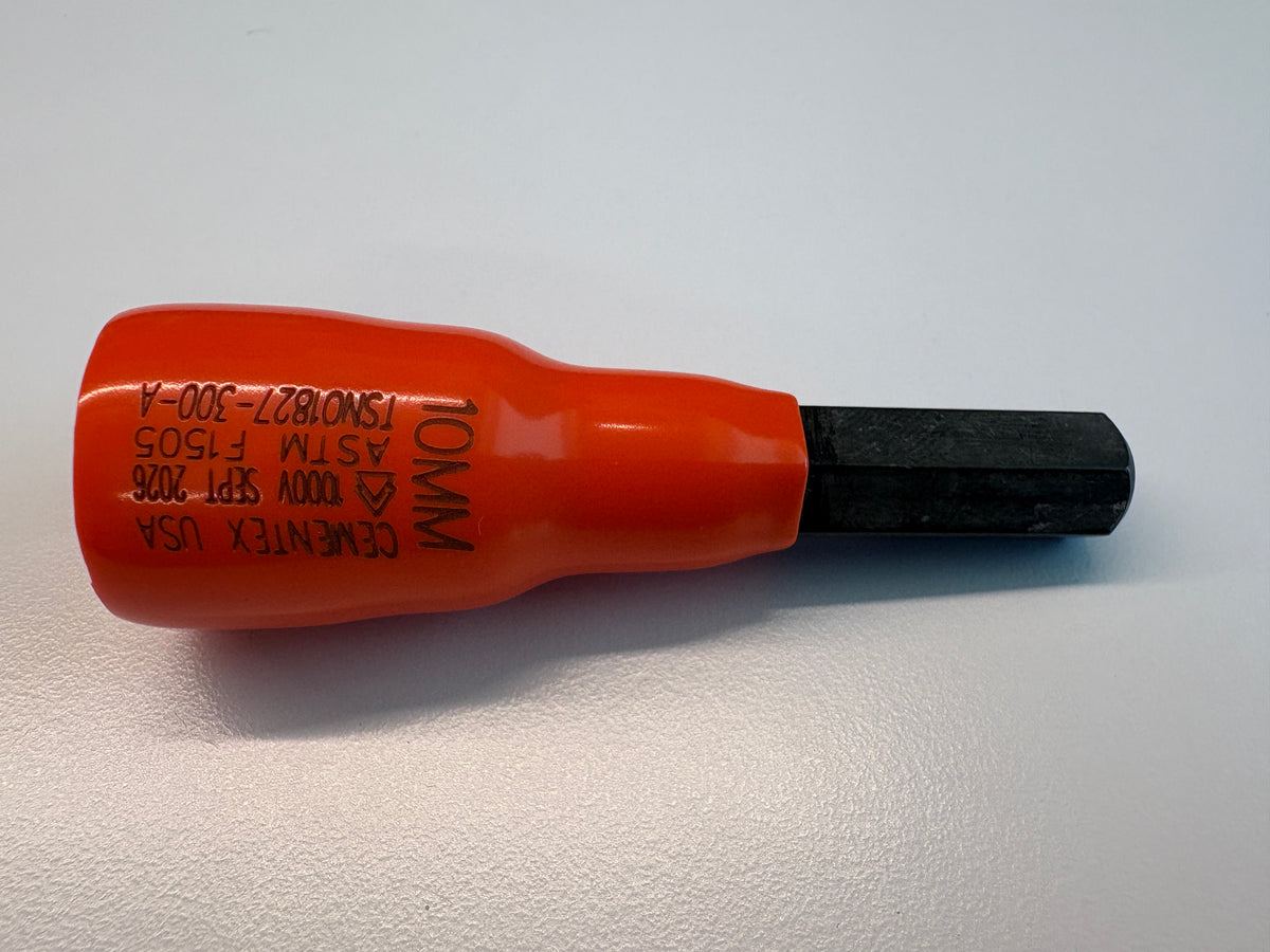 10MM HEX BIT SOCKET - 3/8" DRIVE, 3" LONG, INSULATED